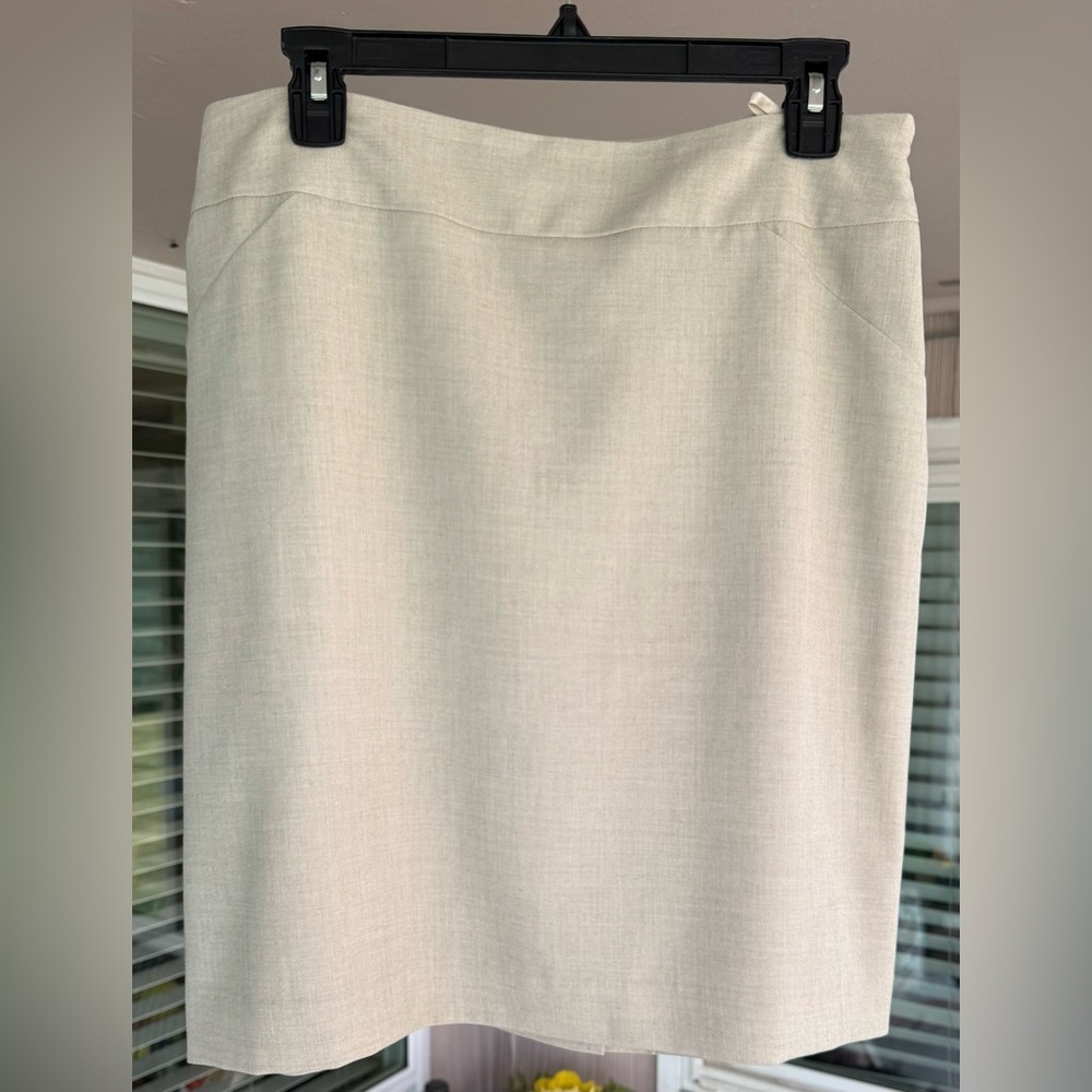 Amanda & Chelsea Cream Pencil Skirt Knee-Length